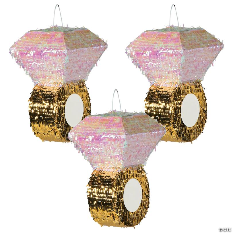 Bulk Metallic Diamond Ring Pi&amp;#241;atas- 3 Pc. Image