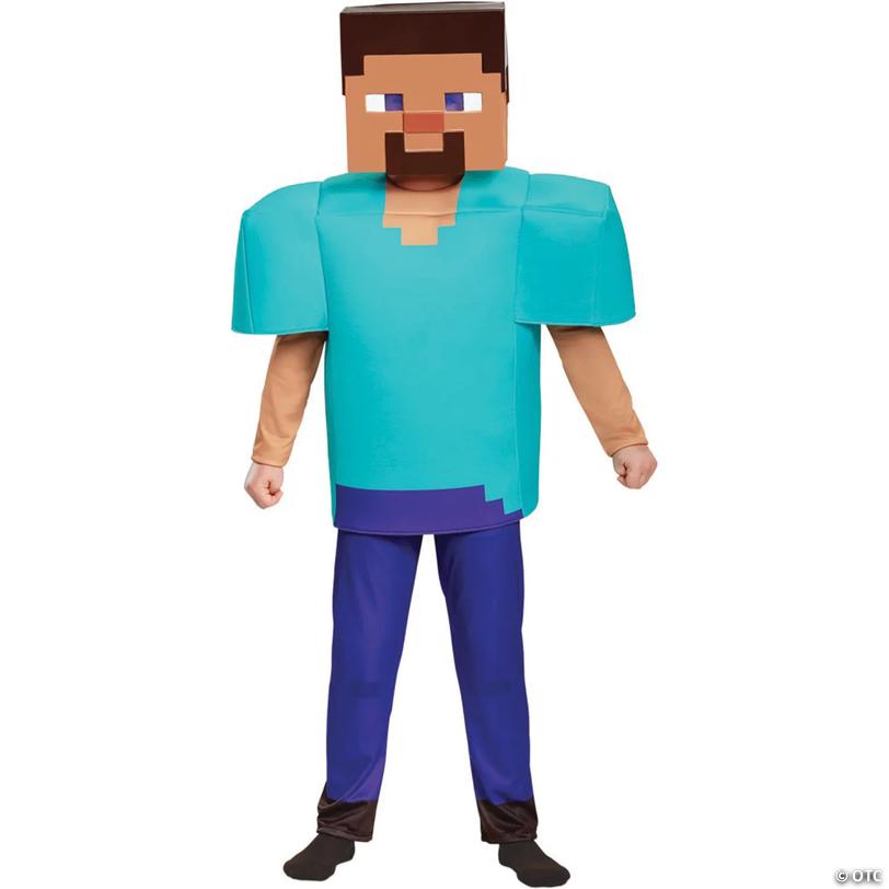 Kid&amp;#8217;s Deluxe Minecraft Steve Halloween Costume - Sizes 10-12 Image