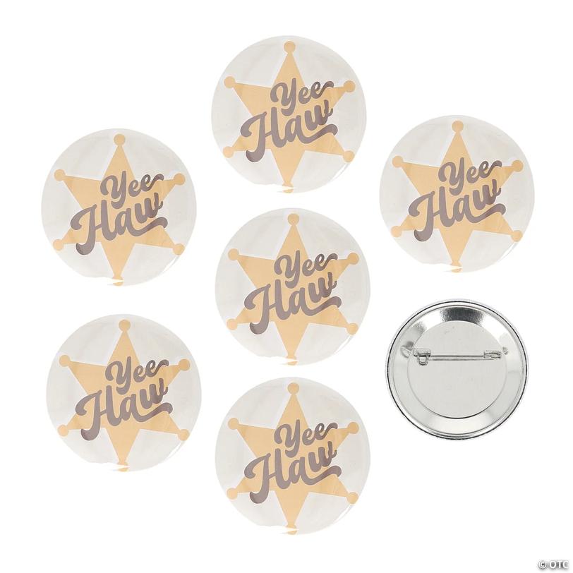 2 1/4" diam. Small Modern Western Yee Haw Metal Buttons - 12 Pc. Image