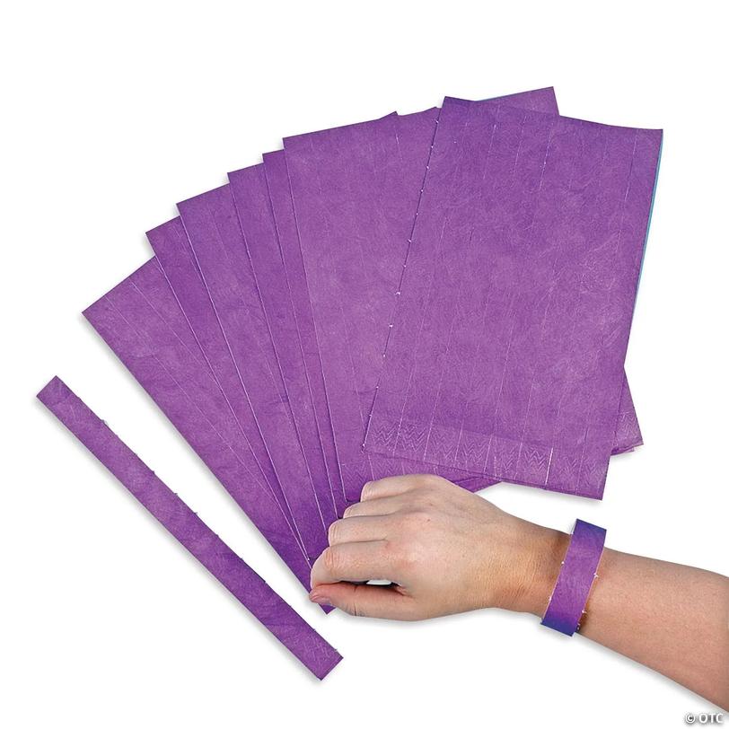 Bulk  100 Pc. Purple Self-Adhesive Paper Wristbands Image