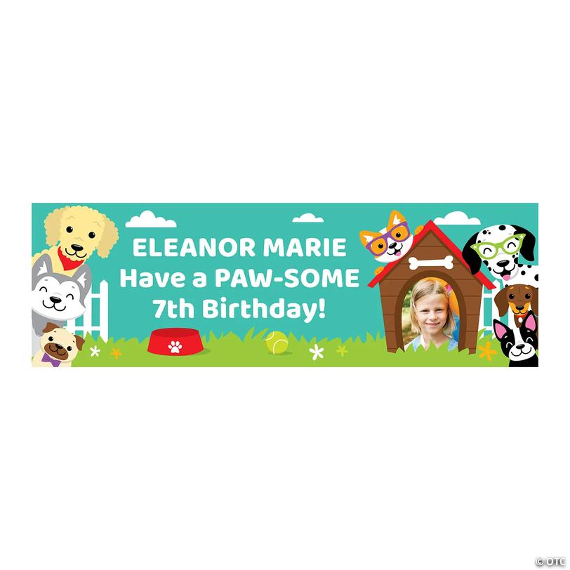 52" x 17" Puppy Party Photo Custom Banner - Small Image