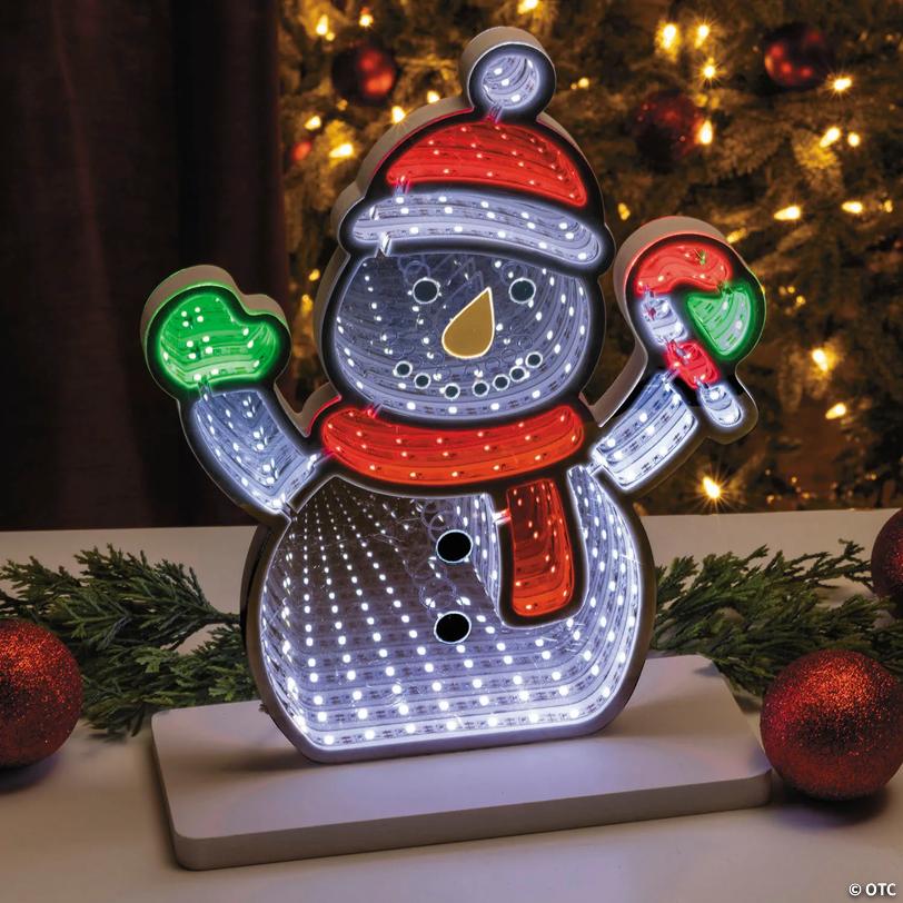 Snowman in Hat, Gloves &amp; Scarf Plastic Infinity Light Image