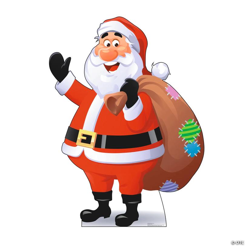 Life-Sized Illustrated Santa Claus Cardboard Stand-Up Image