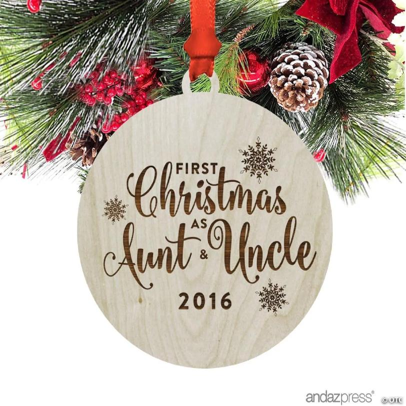 Wood Ornament 1st Christmas Aunt/Uncle | Oriental Trading