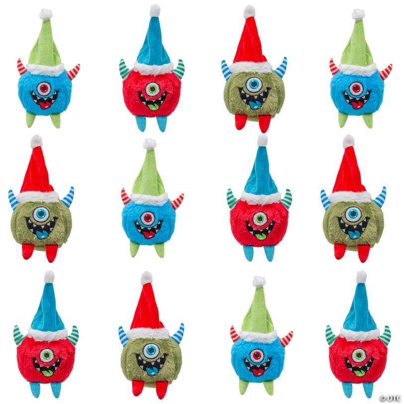 One-Eyed Bright Color Stuffed Christmas Monsters - 12 pc Image