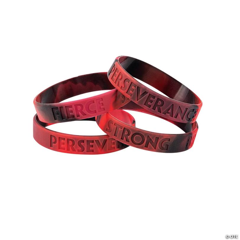 7 1/4" Red Awareness Ribbon Camo Silicone Bracelets - 12 Pc. Image