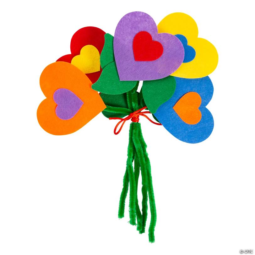 10 1/2" x 12 1/4" Valentine's Day Felt Heart Bouquet Craft Kit - Makes 12 Image