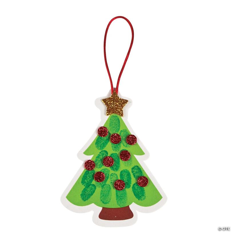 4" x 5 1/4" Thumbprint Christmas Tree Ornament Craft Kit - Makes 12 Image