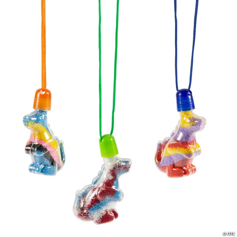 Dinosaur Sand Art Necklaces - 12 Pc. Image