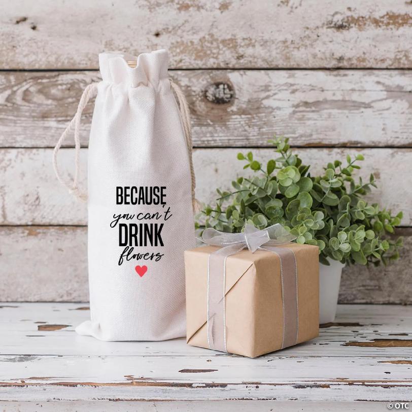 Canvas Wine Bag Drink Flowers 14x5.5 Image