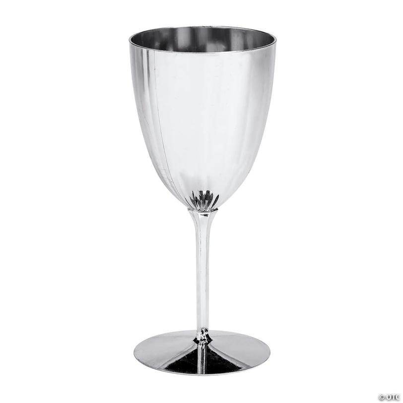 Silver Metallic Plastic Wine Glasses - 12 Ct. Image