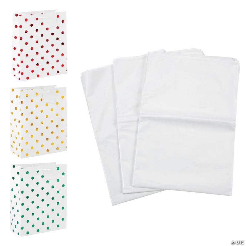 Bulk  72 Pc. Metallic Gift Bags &amp; Tissue Paper Kit Image