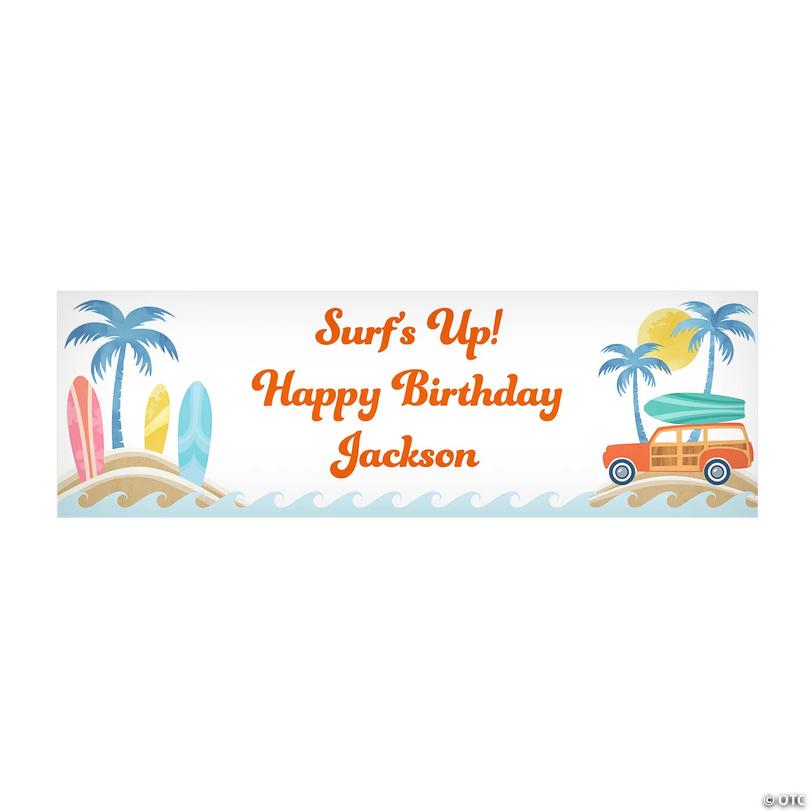 90" x 29" Personalized Surf Party Banner - Large Image