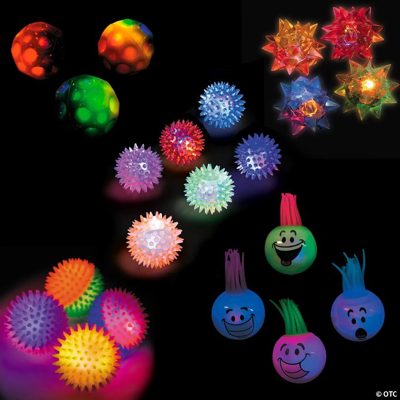 Bulk 60 Pc. Light-Up Bouncy Ball Assortment Kit Image
