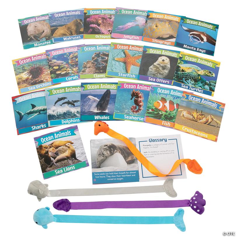 Ocean Animal Readers &amp; Plush Bookmarks Set - 32 Pc. Image