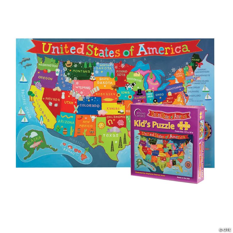 Round World Products Kids Jigsaw Puzzle, U.S. Image