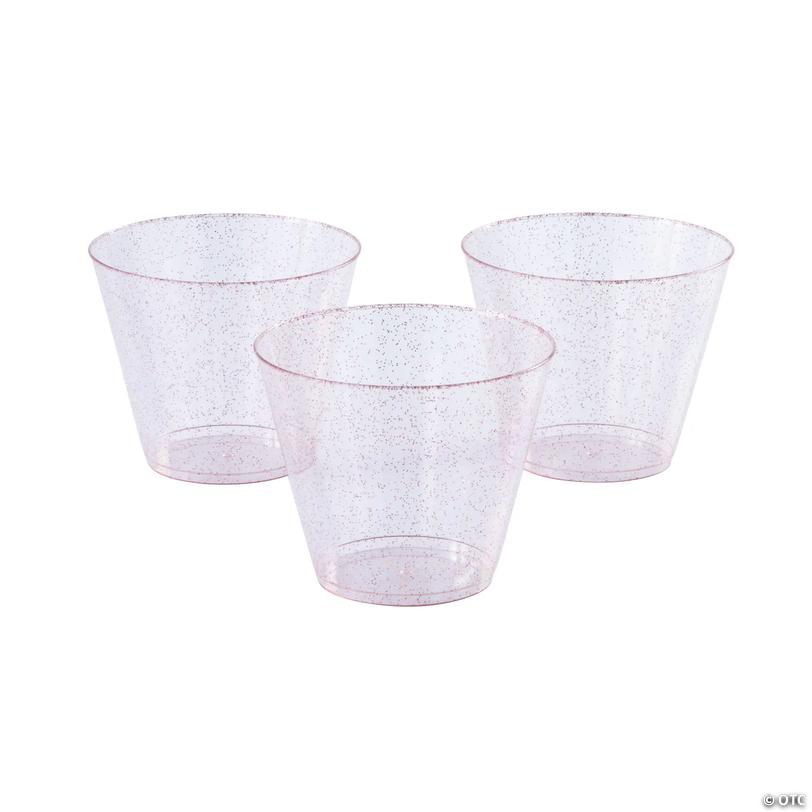 Bulk  50 Ct. Pink Glitter Plastic Cups Image
