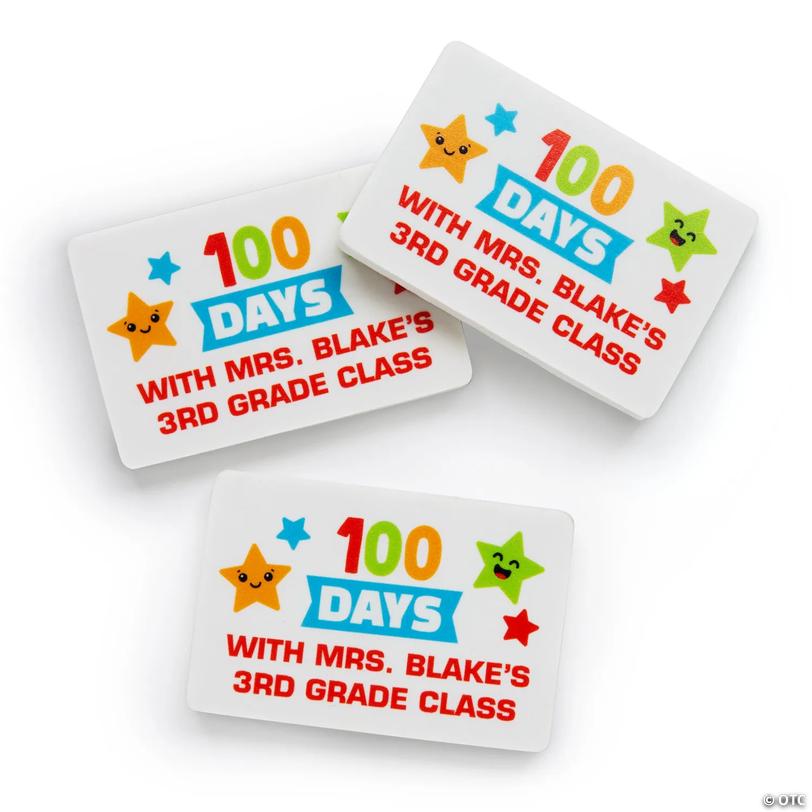 Personalized 100th Day of School Erasers - 24 pc Image