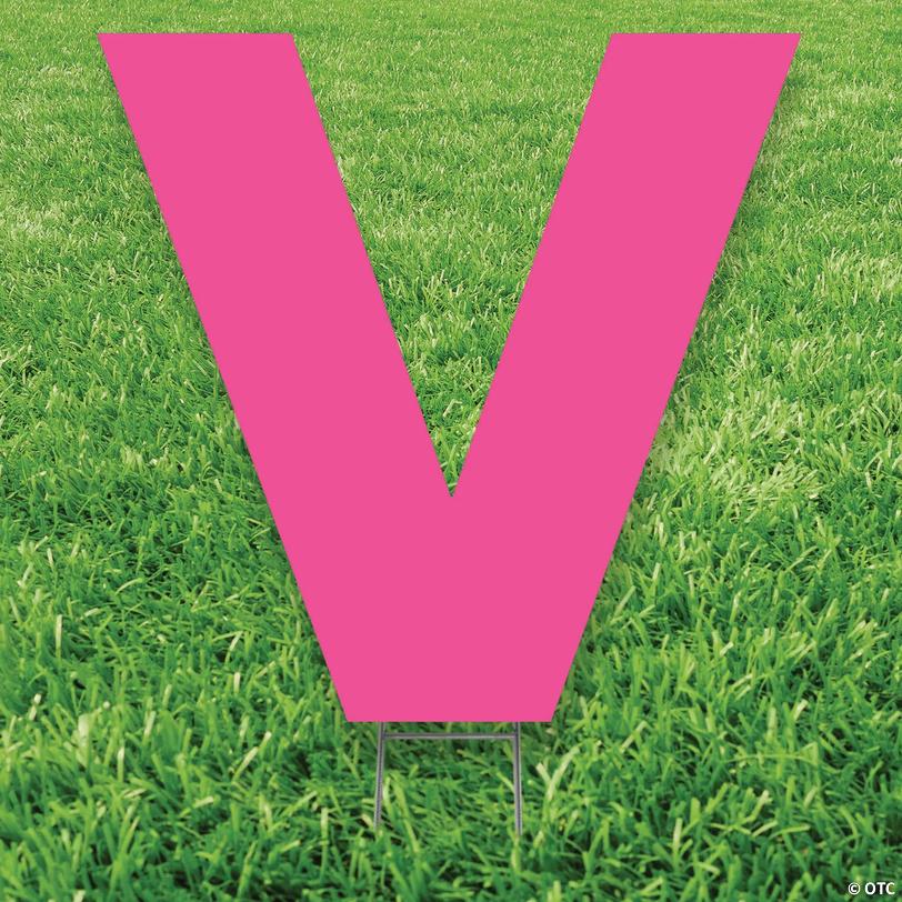 20" x 20" Pink Letter V Yard Sign Image