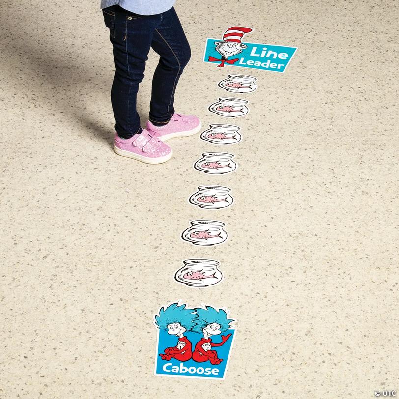 Dr. Seuss&amp;#8482; The Cat in the Hat&amp;#8482; Line Leader Vinyl Floor Clings - 31 Pc. Image