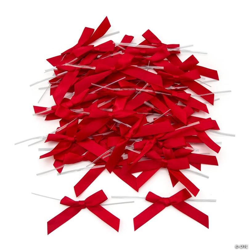 Bulk  200 Pc. Red Twist Tie Satin Bows Image