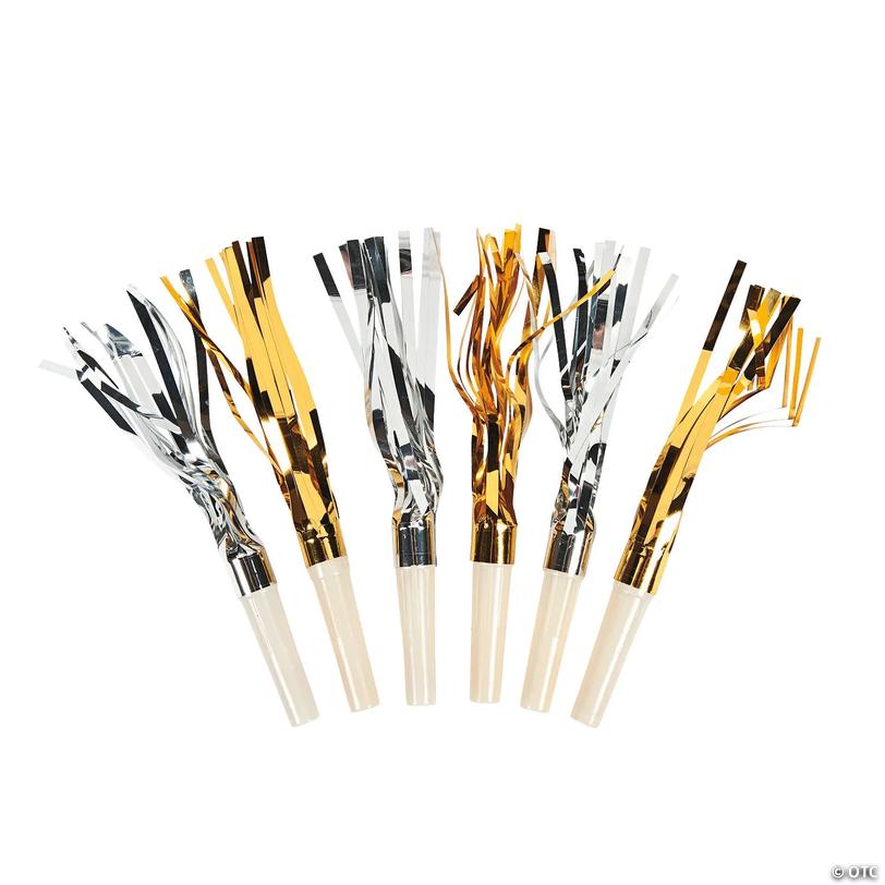 Gold &amp; Silver Metallic Fringe Blowouts - 24 pc Image