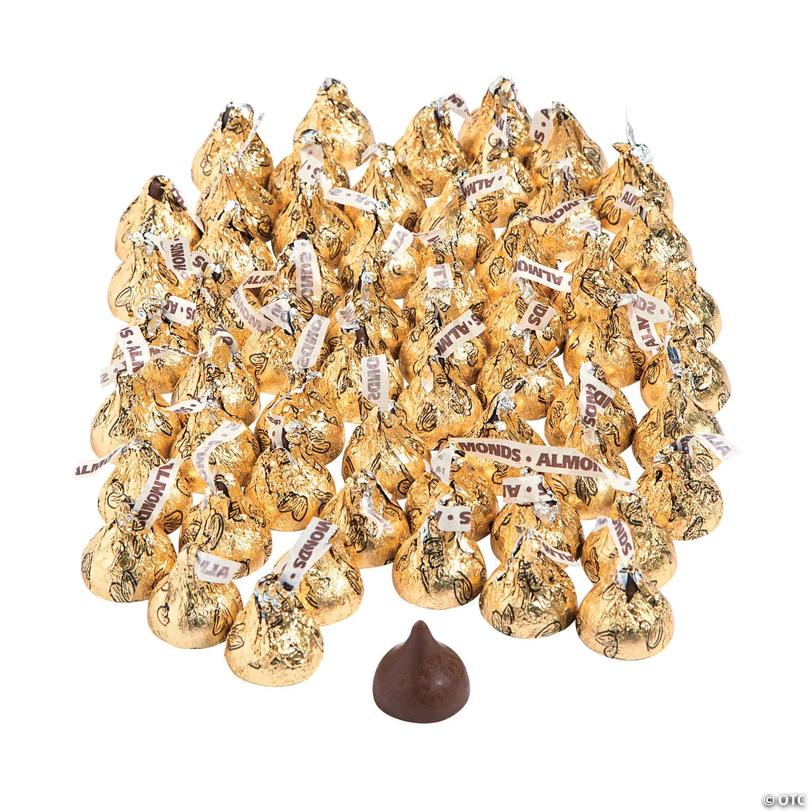 3.75 lbs. Bulk 375 Pc. Gold Foil-Wrapped Almond Hershey&amp;#8217;s<sup>&amp;#174;</sup> Kisses<sup>&amp;#174; </sup>Chocolate Candy Image