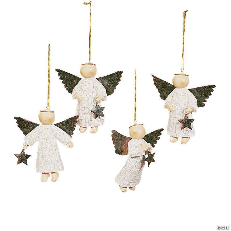 Star-Gathering Sparkling Angel Resin Christmas Ornaments - 12 pc Image