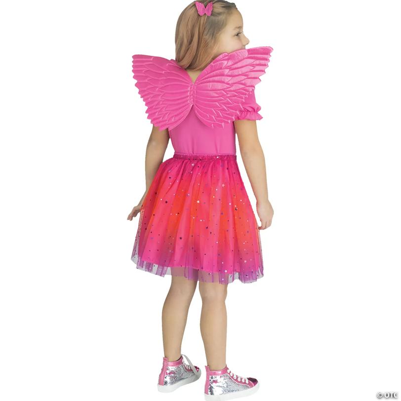 Kids Metallic Pink Fabric Foam Wings Costume Accessory Image