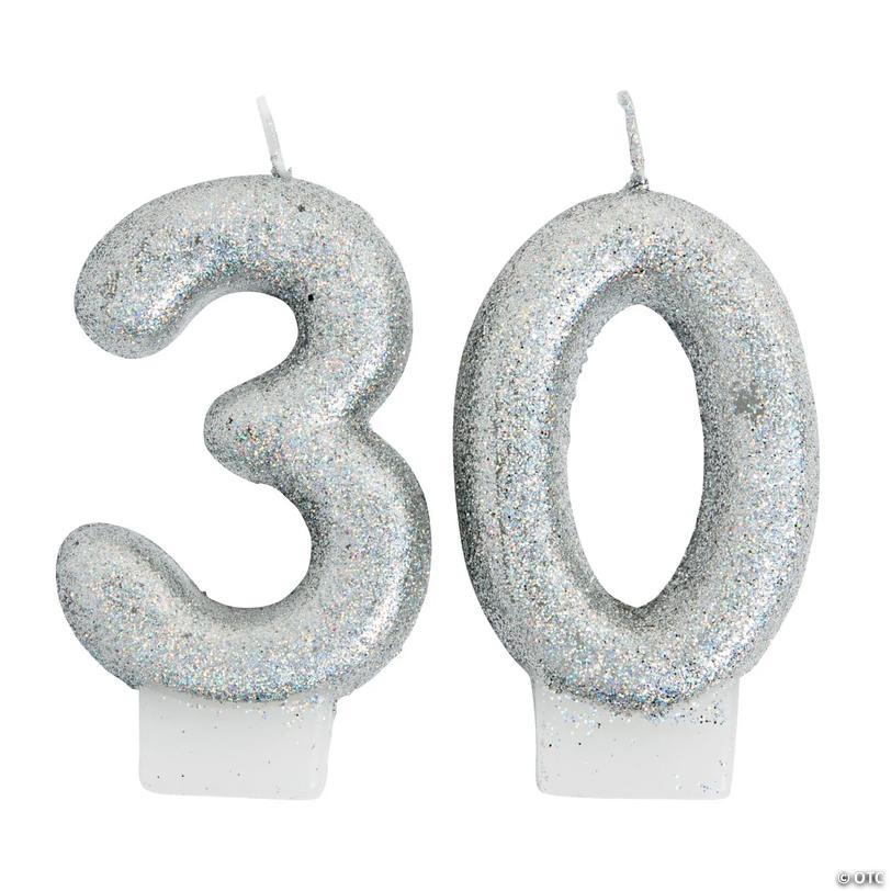 30th Birthday Sparking Celebration Candle - 2 Pc. Image