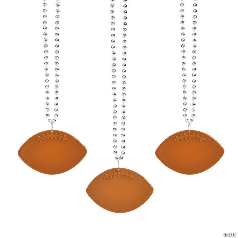 32" Bulk 150 Pc. Silver Bead Necklaces with Football Charms Image