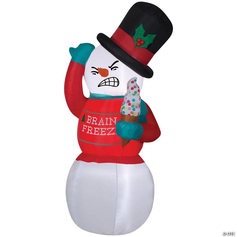 72" Blow Up Inflatable Shivering Snowman Outdoor Yard Decoration Image