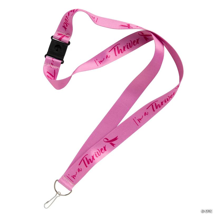 18" Pink Breast Cancer Thriver Breakaway Lanyards - 12 Pc. Image
