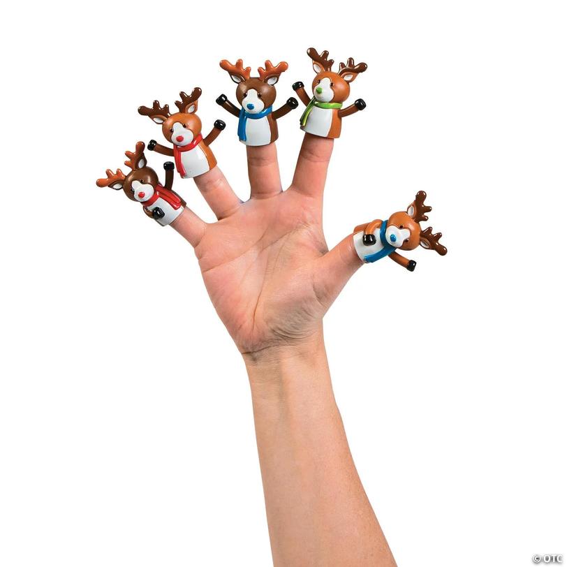 Mini Reindeer with Scarf Finger Puppets - 24 pc Image