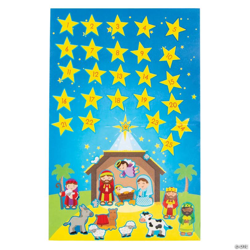 Nativity Advent Calendar Religious Sticker Scenes - 12 pc Image