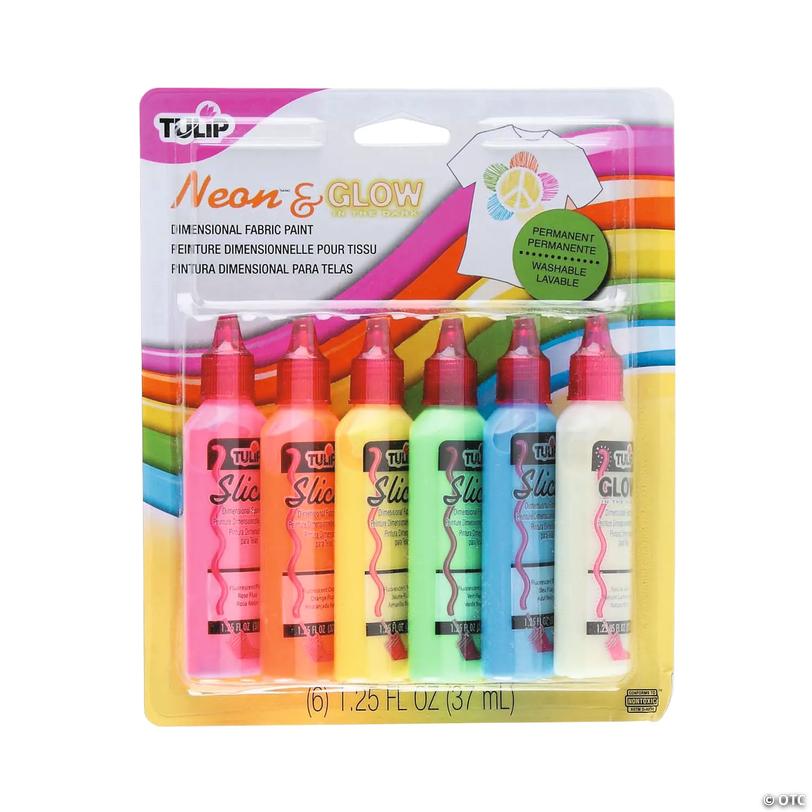 Tulip<sup>&amp;#174;</sup> Neon &amp; Glow-in-the-Dark Assorted Colors Dimensional Fabric Paint - Set of 6 Image