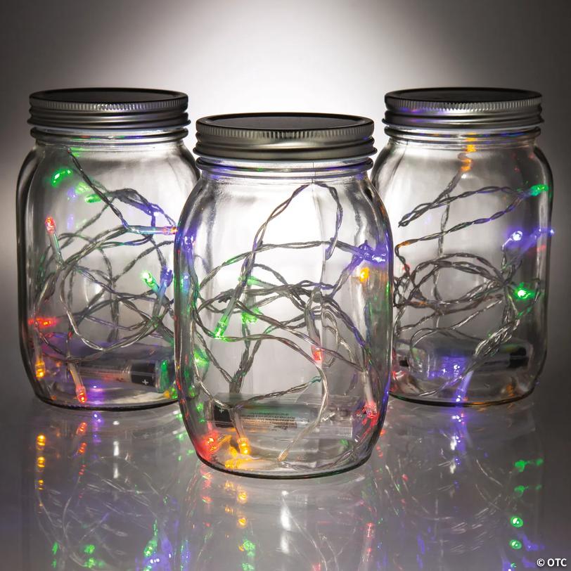 Mason Jar &amp; Christmas Lights Tabletop Centerpiece Kit - Makes 12 Image