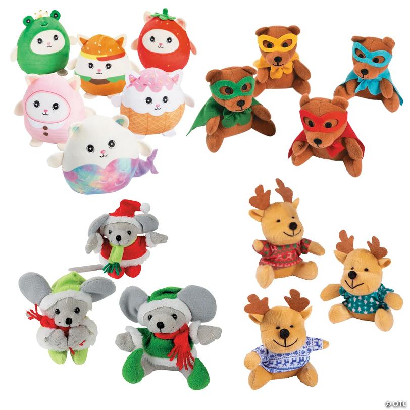 Bulk Christmas Mini Stuffed Characters in Costume Assortment - 45 pc Image