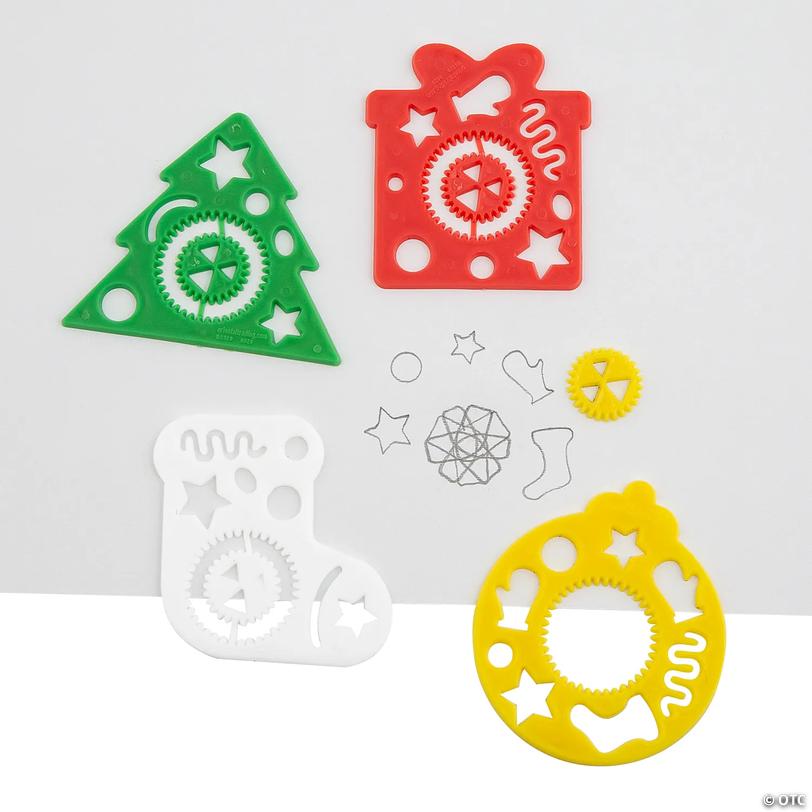 Christmas Tree, Present, Stocking &amp; Ornament Stencils - 24 pc Image