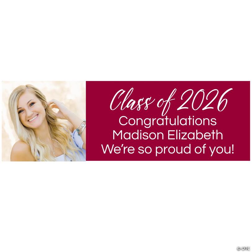 52" x 17" Custom Photo Graduation Class of 2026 Banner - Small Image