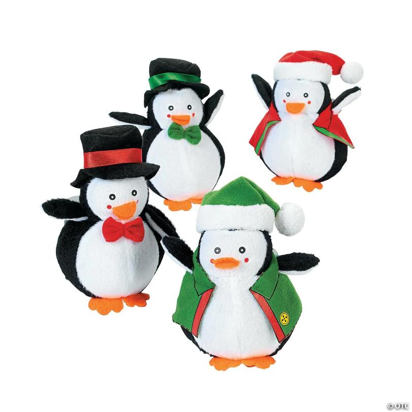 Stuffed Holiday Penguins with Hat, Vest &amp; Tie - 12 pc Image