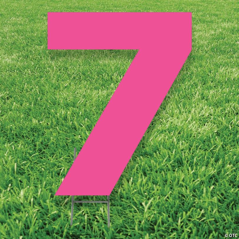 20" x 20" Pink Number 7 Yard Sign Image