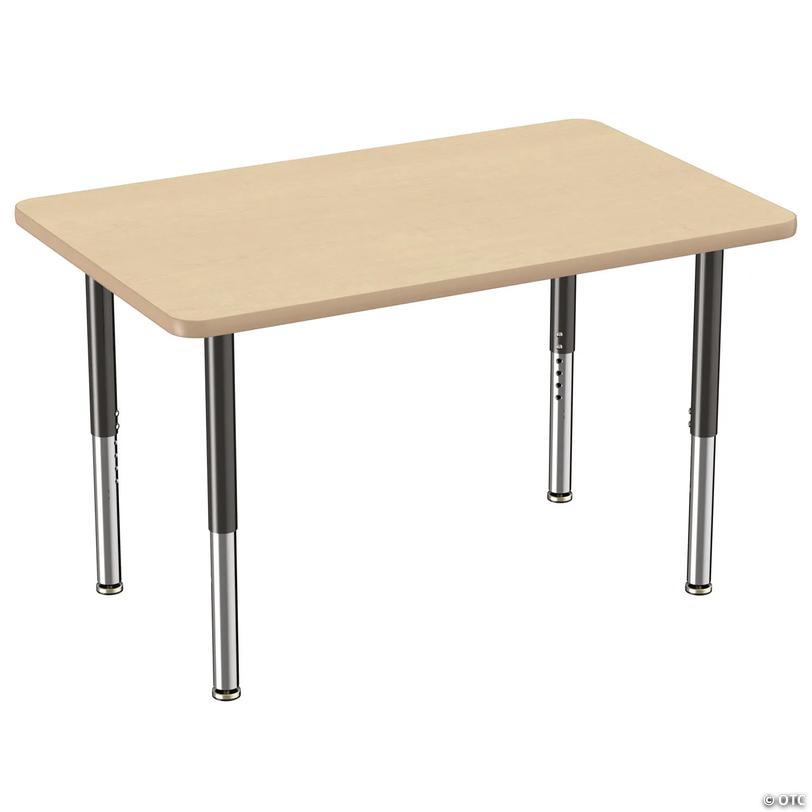 Factory Direct Partners 30 x 48 in Rectangle T-Mold Adjustable Activity Table with Mobile Super Legs - Maple/Maple Image