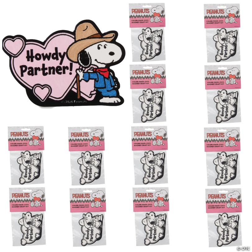 4" x 2 3/4" Peanuts<sup>&amp;#174;</sup> Color Your Own Cowboy Snoopy Magnet Craft Kit - Makes 12 Image