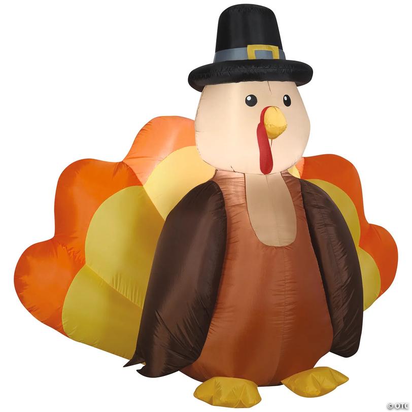 Blow-Up Inflatable Harvest Turkey with Built-In LED Lights Outdoor Yard Decoration - 78" Image