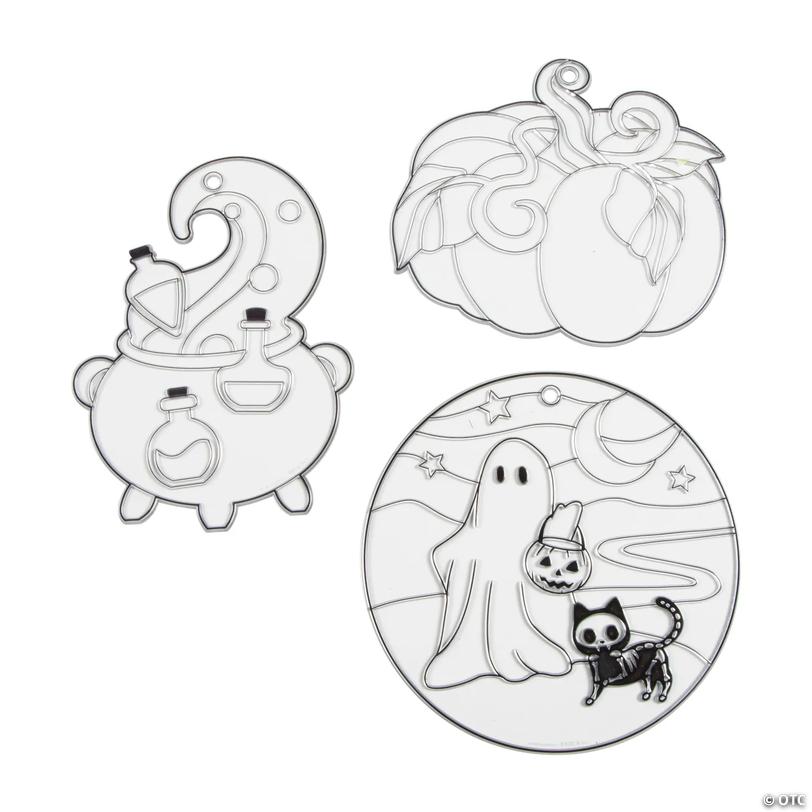 Large Halloween Scene Plastic Suncatchers - 12 pc Image