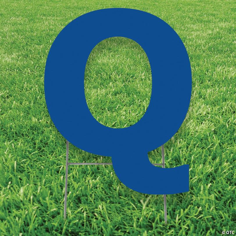 20" x 20" Blue Letter Q Yard Sign Image