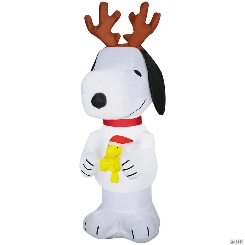 Peanuts<sup>&amp;#174;</sup> Airblown<sup>&amp;#174;</sup> Snoopy with Antlers Inflatable Christmas Yard Decoration - 4 ft Image