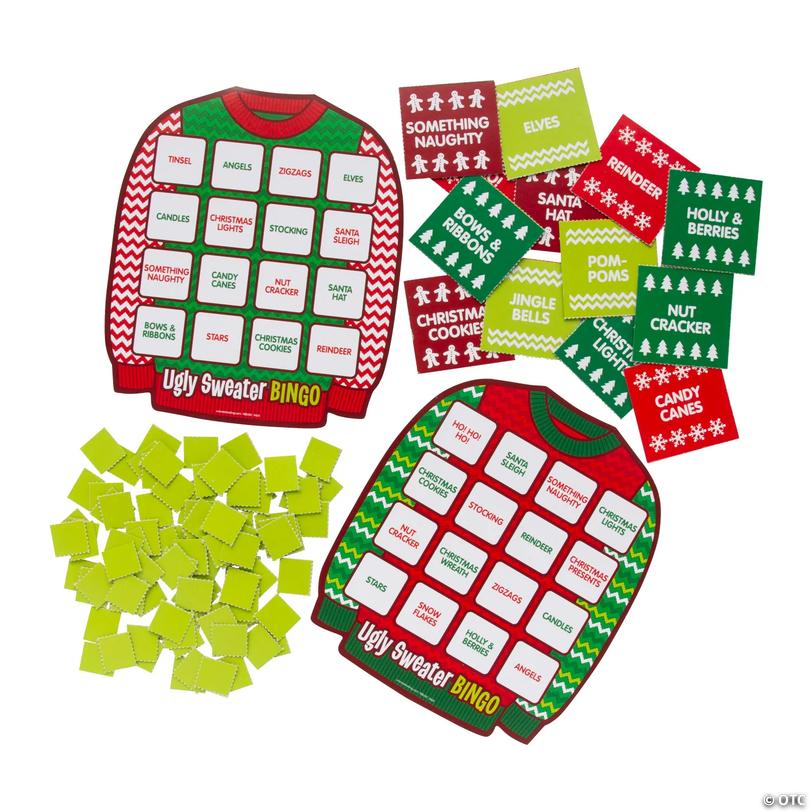 Ugly Sweater-Shaped Christmas Bingo Game for 16 Image