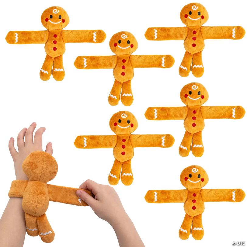 Gingerbread Stuffed Hugging Christmas Slap Bracelets - 6 pc Image